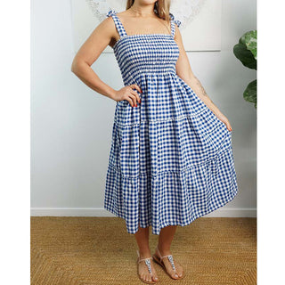 Sundrenched Gingham Smock Dress