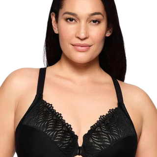 Glamorise Black Front Closure T Back Wired