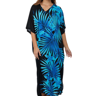 Sundrenched Palm Frond Long Rayon Kaftan
