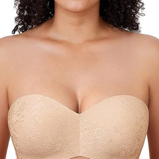 Floral Embossed Strapless Wired