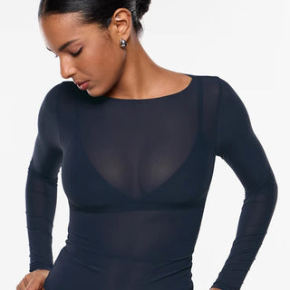 Mesh Boat Neck Top