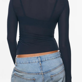 Mesh Boat Neck Top