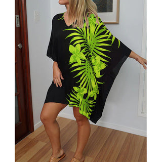 Sundrenched Palm Frond Short Rayon Tunic