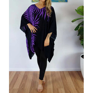 Sundrenched Palm Frond Short Rayon Tunic