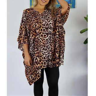 Sundrenched Leopard Print Rayon Short Tunic