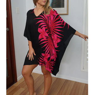 Sundrenched Palm Frond Short Rayon Tunic