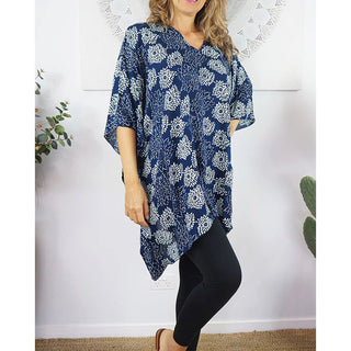 Sundrenched Sunflower Print Rayon Short Tunic