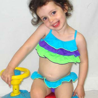 Cosmic Girl Girls' Triple Frilly Nylon Lycra Tank Bikini