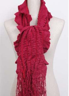 Soft Acrylic Gathering Effect Scarf with Frilled Edges
