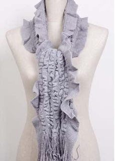 Soft Acrylic Gathering Effect Scarf with Frilled Edges
