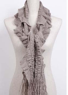 Soft Acrylic Gathering Effect Scarf with Frilled Edges