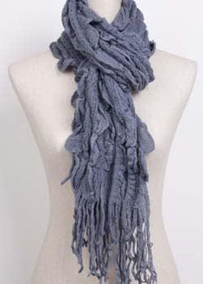 Soft Acrylic Pleat Effect Scarf with Scalloped Edges