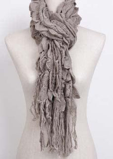 Soft Acrylic Pleat Effect Scarf with Scalloped Edges