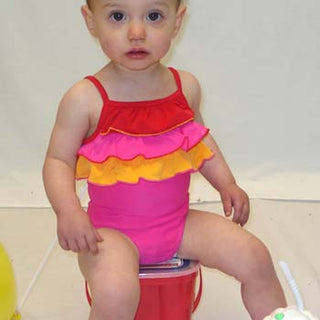 Bubble Gum Girls' Nylon Lycra Frilly One-Piece Bather