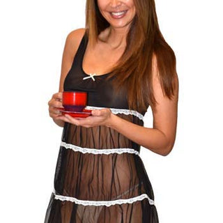 Bassoni Mesh Tiered Lace Trim Chemise