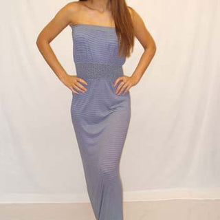 Cherry Lane Stripe Boobtube Long Beach Dress