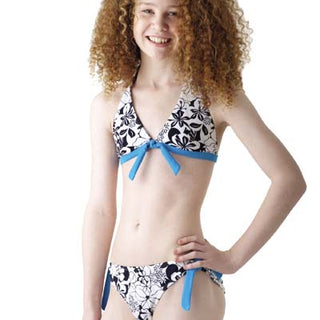 Cherry Lane Girls' Nylon Lycra Triangle Halter Bikini