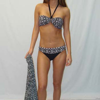 Cherry Lane Nylon Lycra Bandeau Bikini with Gold Buckle Tie