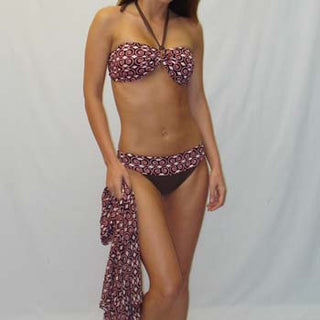 Cherry Lane Nylon Lycra Bandeau Bikini with Gold Buckle Tie