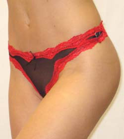 Sienna Stretch Mesh Lace Trim G-String with Satin Bow
