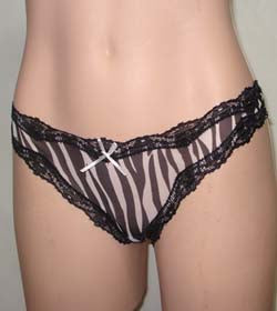 Sienna Stretch Mesh Lace Trim G-String with Satin Bow