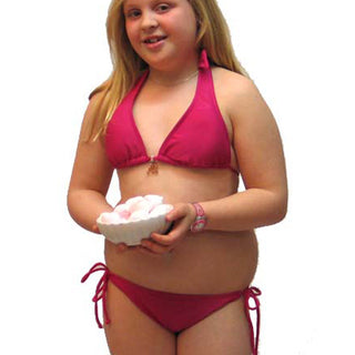Plain Triangle Halter Bikini with Removable Pads & Tie Side