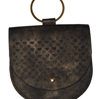 Ivys Hearts PU Leather Handbag Black/Gold