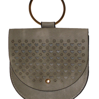 Ivys Hearts PU Leather Handbag Grey