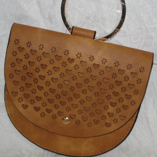 Ivys Hearts PU Leather Handbag Sand