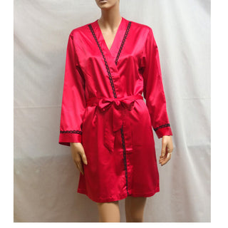 Bassoni Satin Wrap Gown with Lace Trim