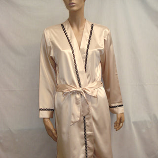 Bassoni Satin Wrap Gown with Lace Trim