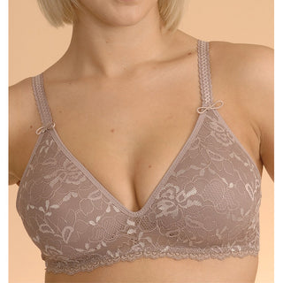 Caprice Seamless Wire-Free Soft T-Bra with Two-Tone Lace