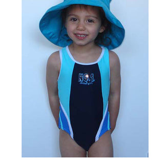 Cherry Lane Active Girl Racer One-Piece Navy/Aqua