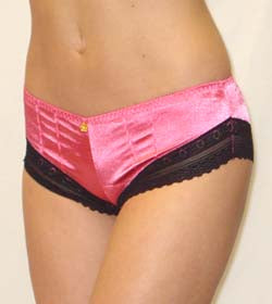 Sienna Stretch Satin Boyleg with Pin Tuck & Wide Lace Trim