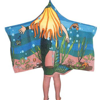 Kids' Mermaid Printed Velour Hooded Poncho