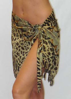 Snake Print Rayon Short Bikini Tie