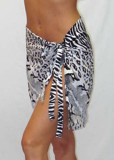 Snake Print Rayon Short Bikini Tie