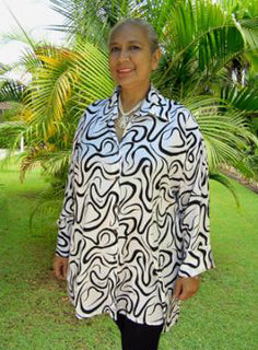 Sundrenched Oversized Swirl Print Rayon Beach Shirt