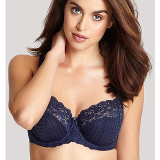 Panache Houndstooth Jacquard Balconnet Bra with Floral Lace