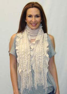 Soft Acrylic Gathering Effect Scarf with Frilled Edges