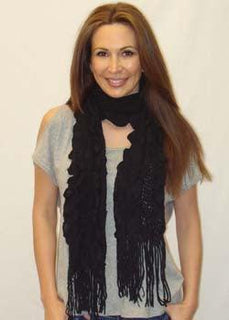 Soft Acrylic Pleat Effect Scarf with Scalloped Edges