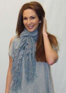 Soft Acrylic Pleat Effect Scarf with Scalloped Edges
