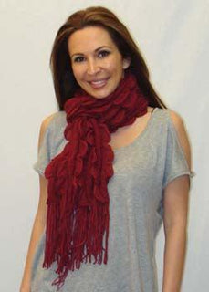 Soft Acrylic Pleat Effect Scarf with Scalloped Edges
