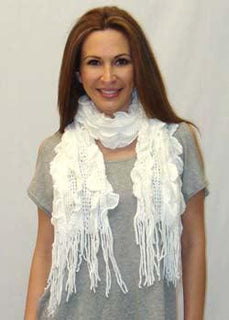 Soft Acrylic Pleat Effect Scarf with Scalloped Edges