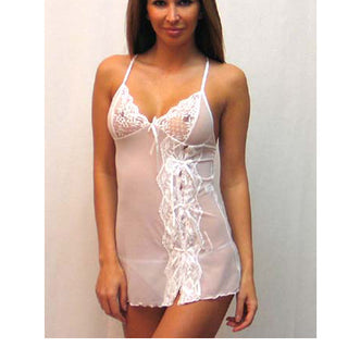 Sienna Mesh Chemise with Lace Cups & Bow Trim
