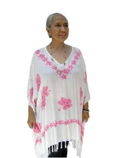Sundrenched Marble Flower V-Neck Rayon Beach Cover Up