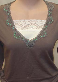 Valeve Lace Trim Camisette Red